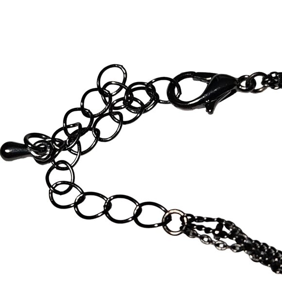 Celestial Stars Moon Sunburst Charm Multi Strand Charm Necklace Black Chain - Picture 4 of 6